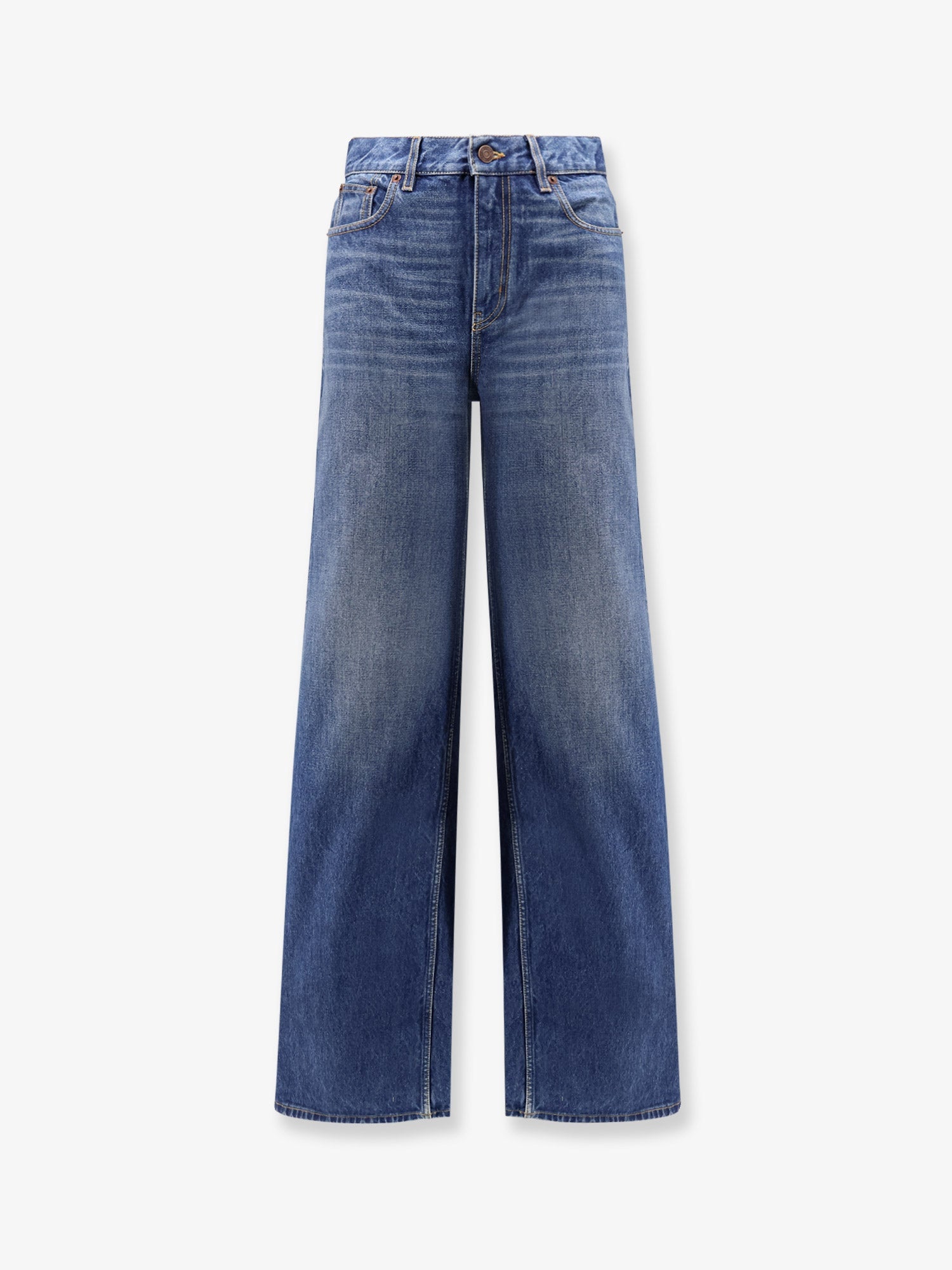 Leather Logo Tag Jeans — Blue
