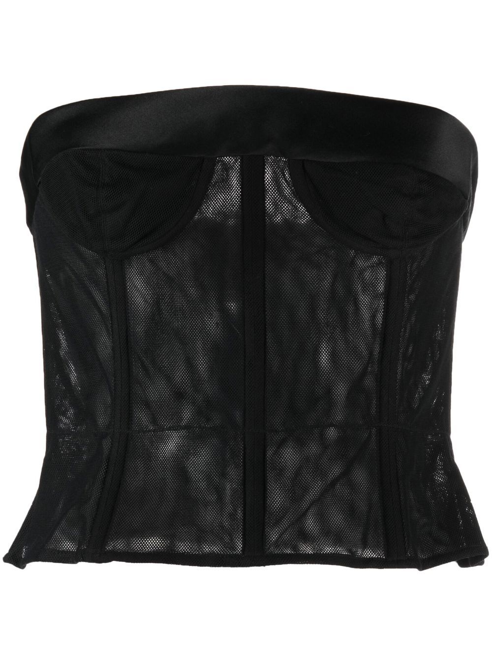 Mesh-panel cropped top - Black
