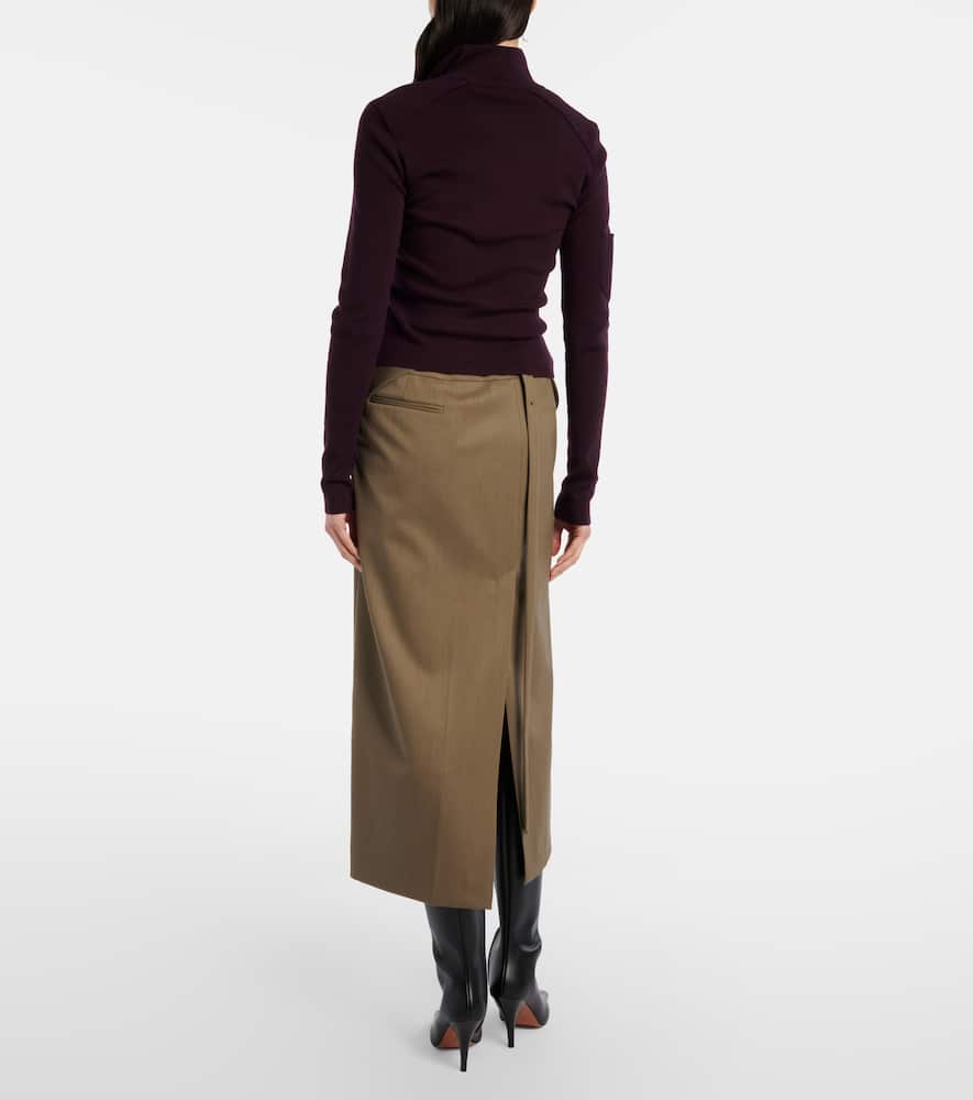 Wool-blend midi skirt