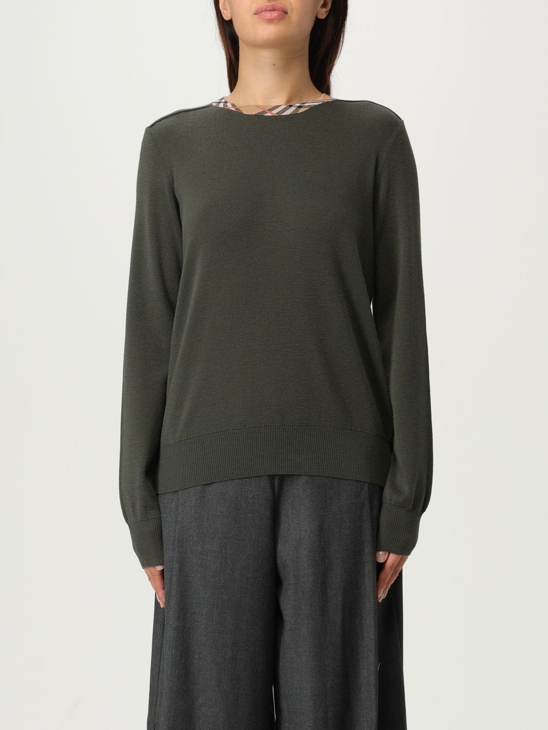 Vintage Check-trim jumper - Brown