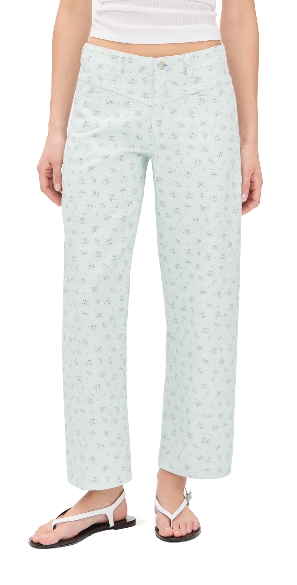 Selena Crop Jeans Minty Floral