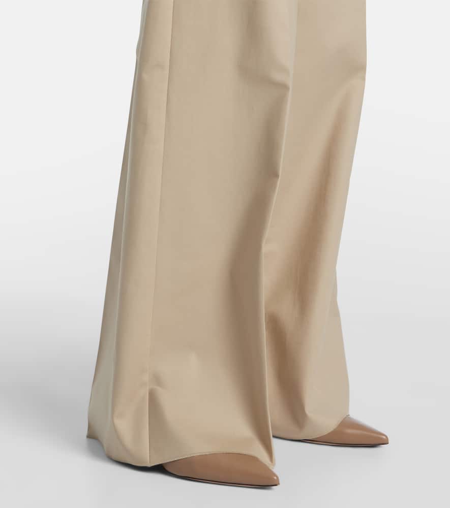 Cotton-blend wide-leg pants