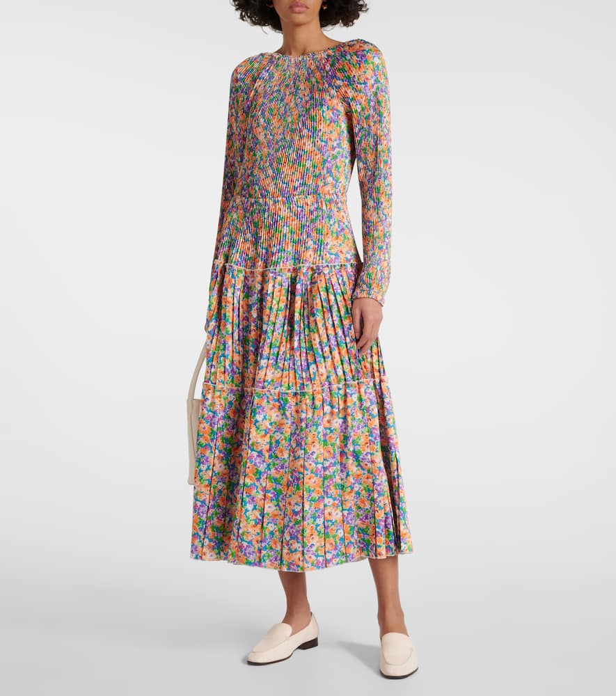 Floral pleated midi dress