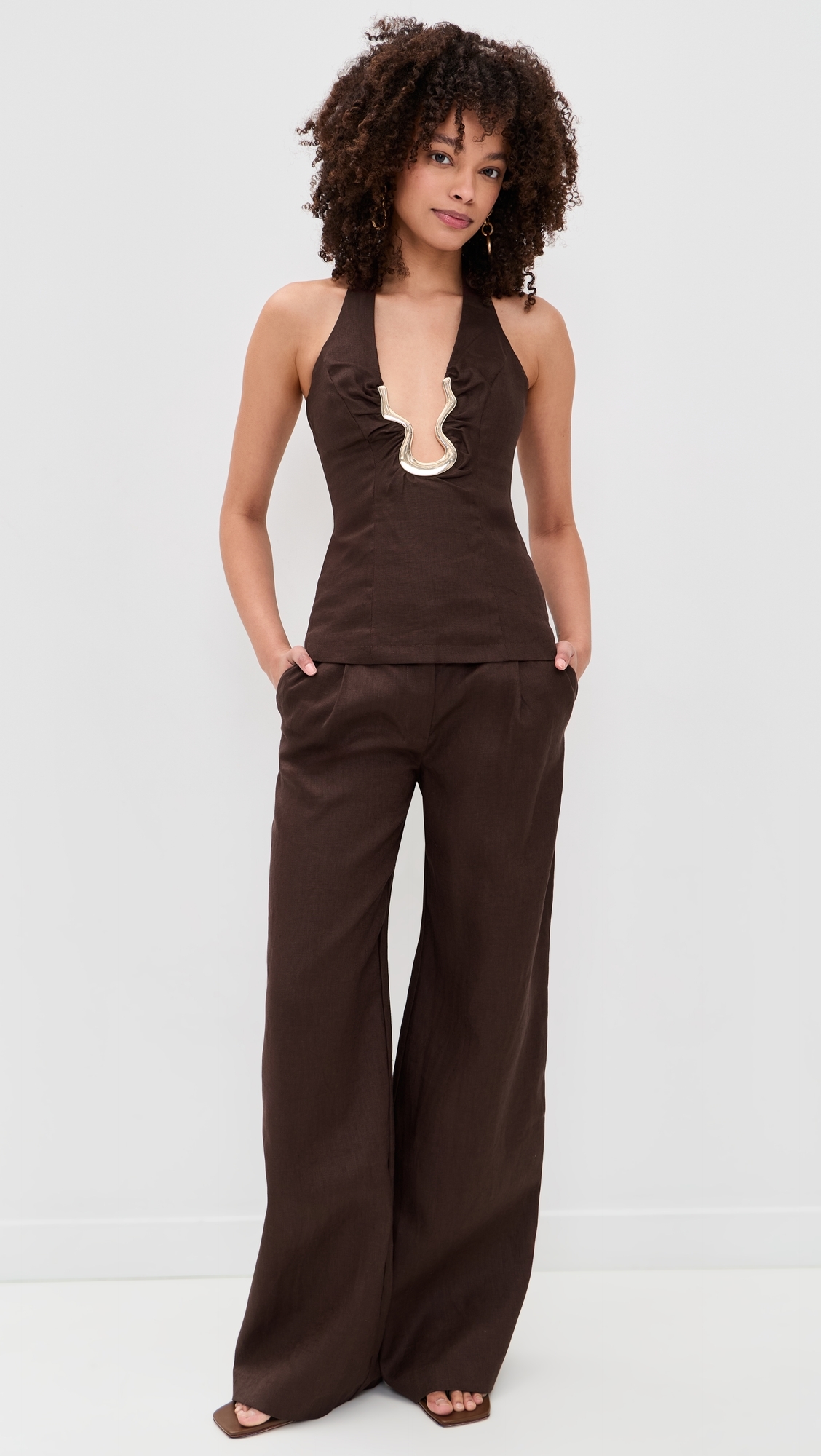Geordy Hipster Linen Pants Chocolate