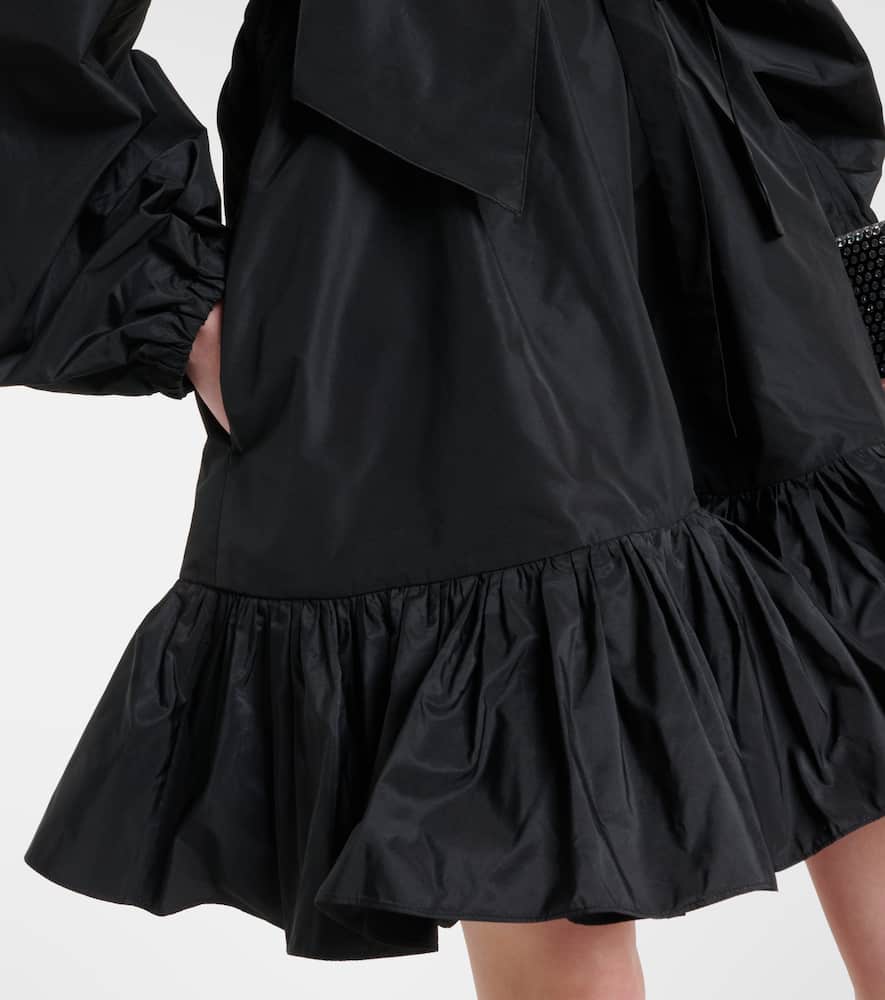 Bow-detail ruffled faille minidress