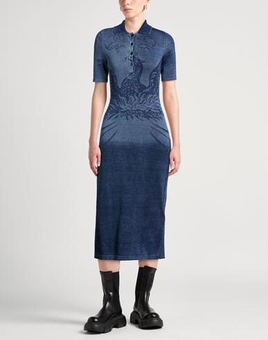 Woman Midi dress Blue Size M Cotton