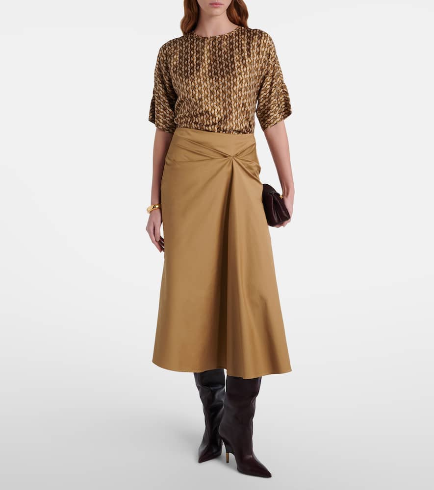 Paggi cotton-blend satin midi skirt