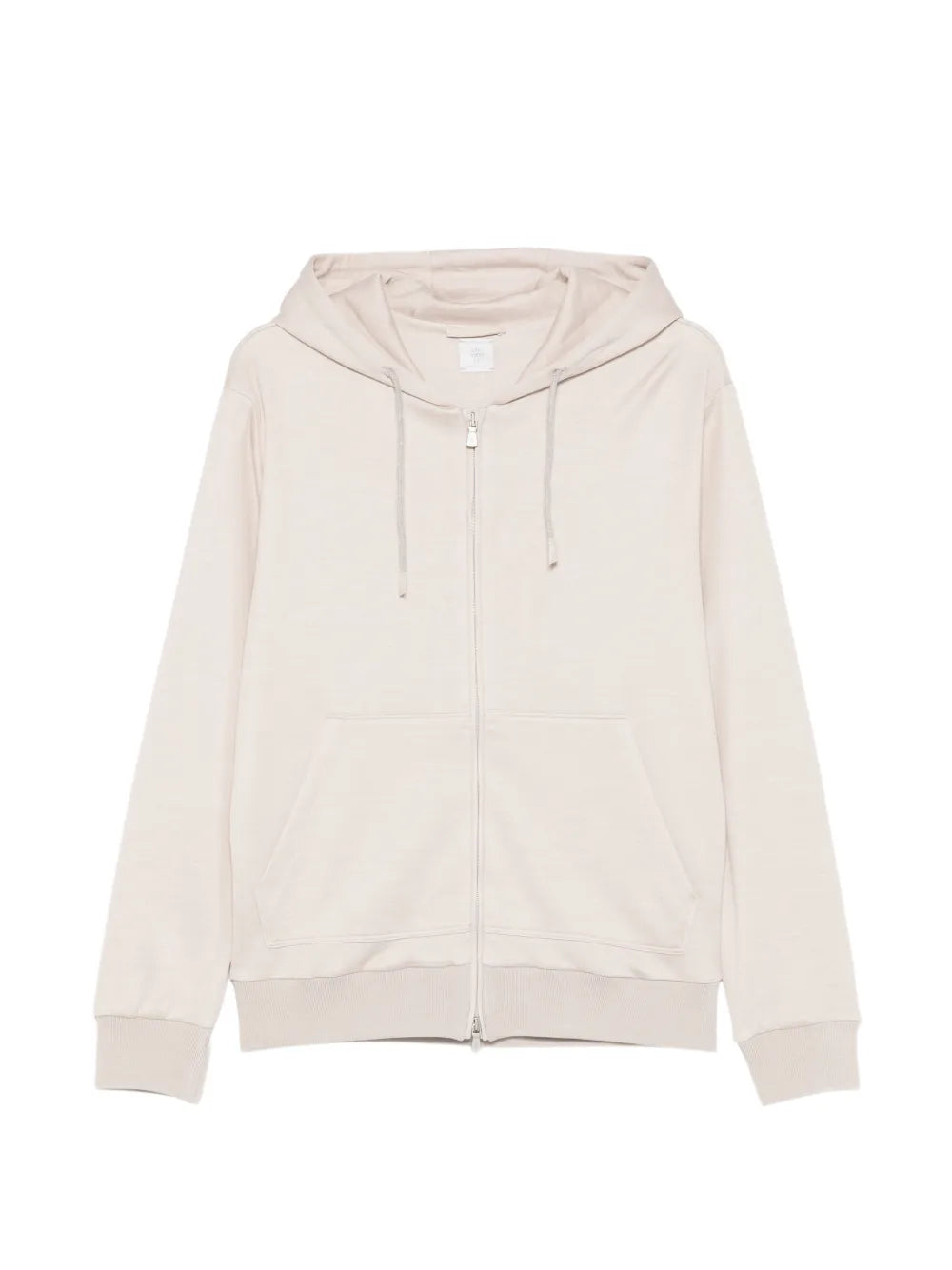 Silk-Blend Zip-Up Hoodie — Beige