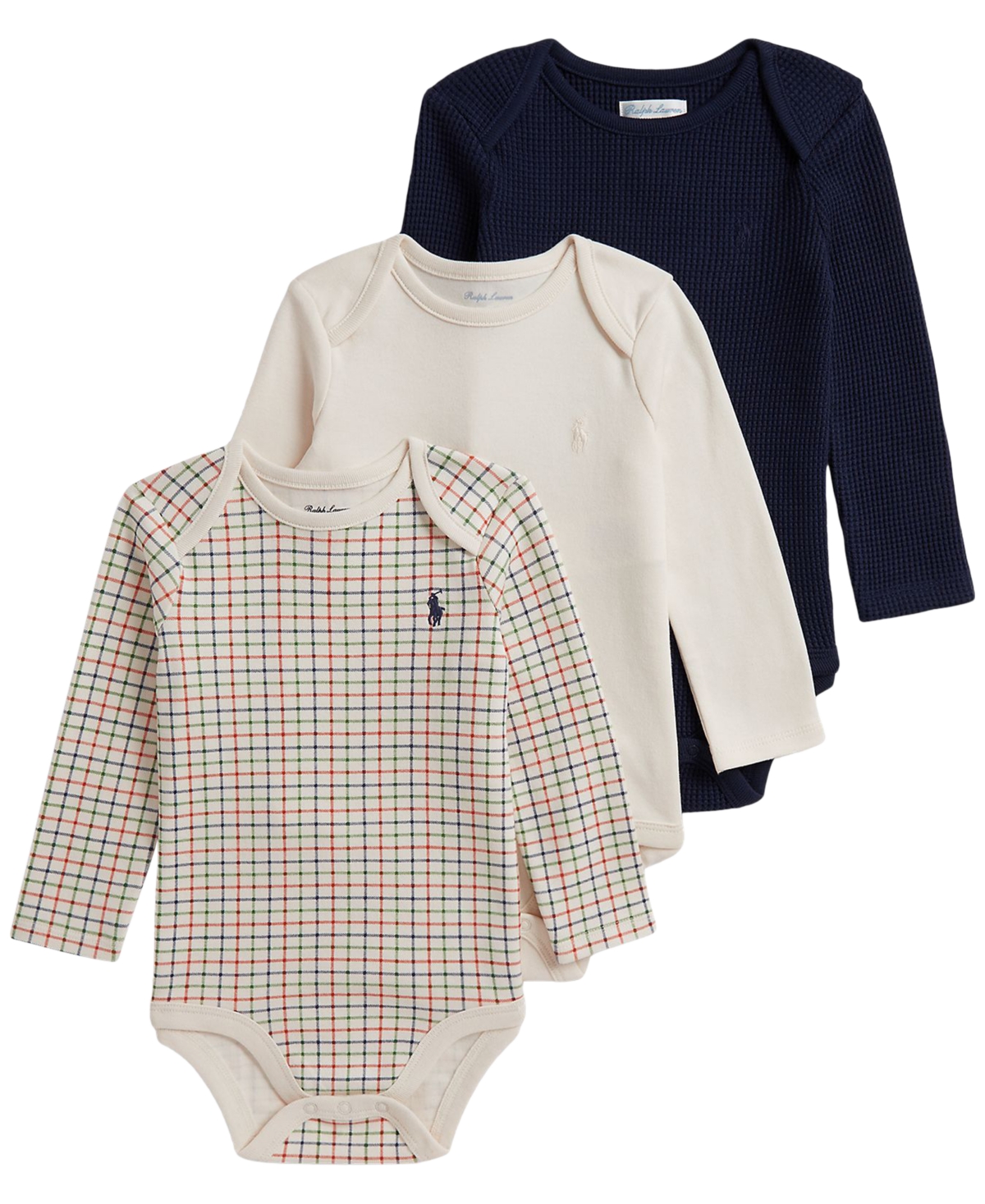 Baby Boys' Long-Sleeve Bodysuit, 3-Pack - Havenswood Tattersall