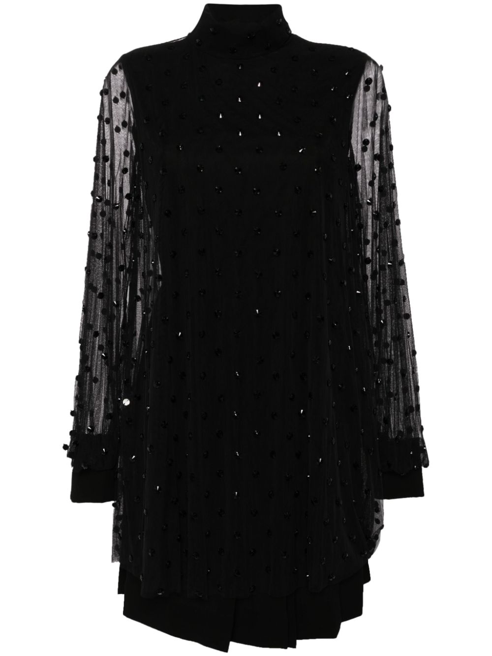 Bead-embellished layered dress - Black