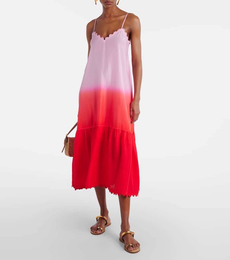 Ombré silk midi dress