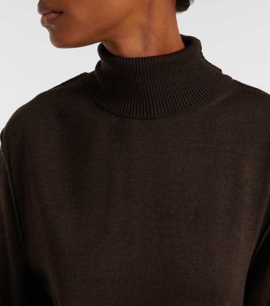 Turtleneck wool-blend midi dress