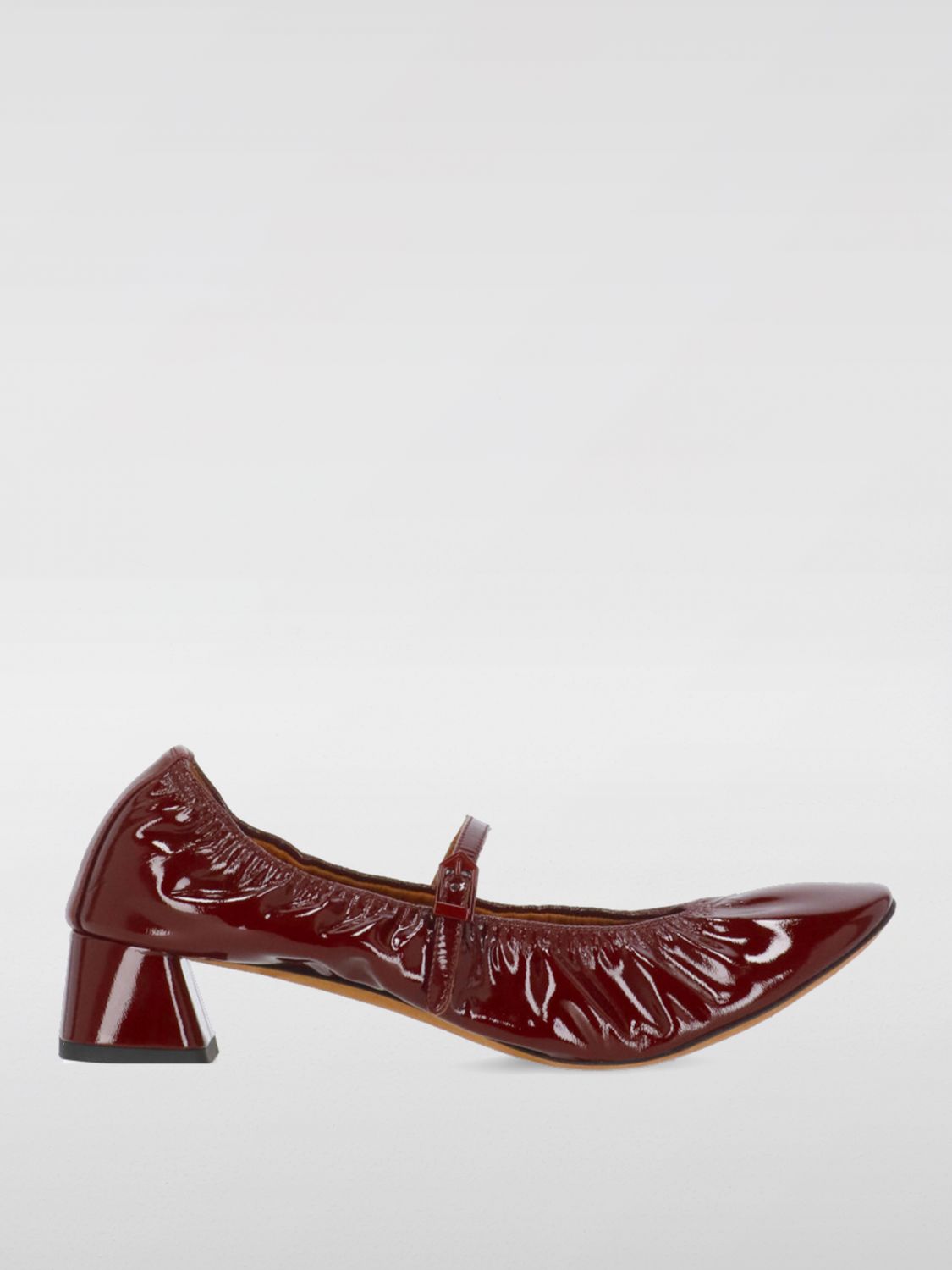 Wedge-heel leather ballerinas - Black