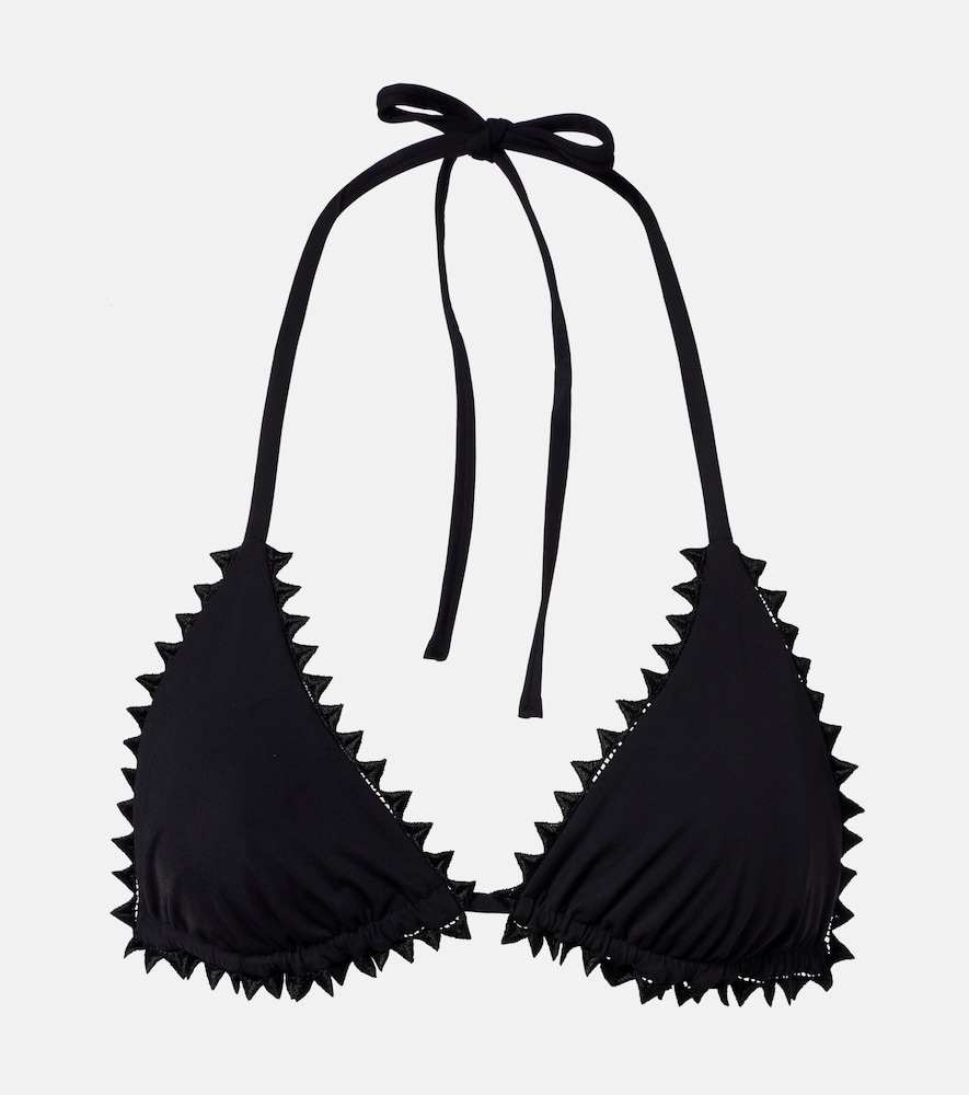 Picot embroidered bikini top