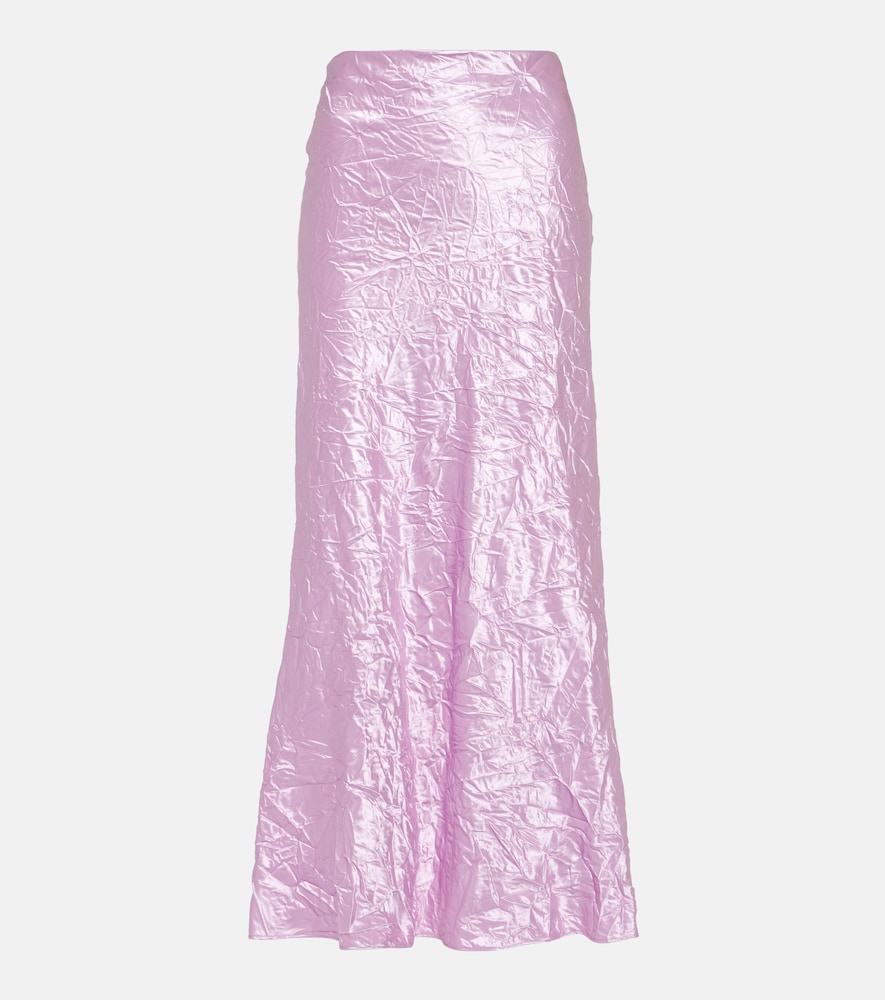 Crinkled satin slip skirt