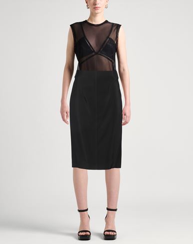 Mugler Woman Midi skirt Black Size 6 Viscose, Virgin Wool