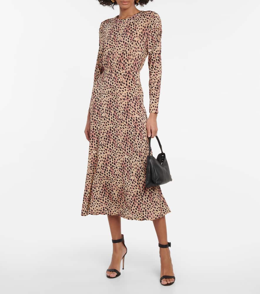 Cerise leopard-print midi dress