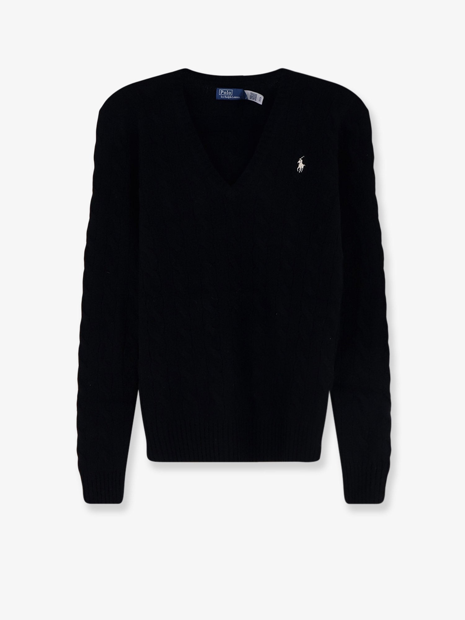 Wool-Cashmere V-Neck Sweater — Black