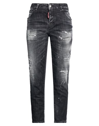 Woman Jeans Black Size 2 Cotton, Elastane
