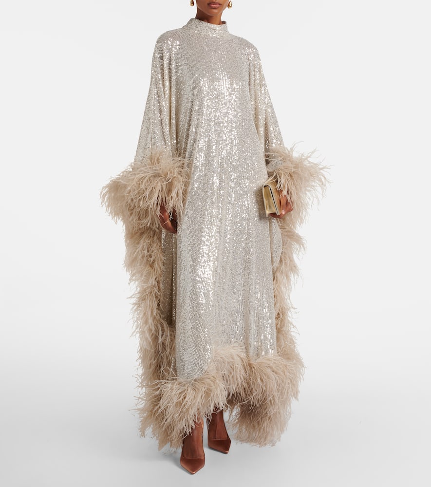 Casta Diva Disco feather-trimmed gown