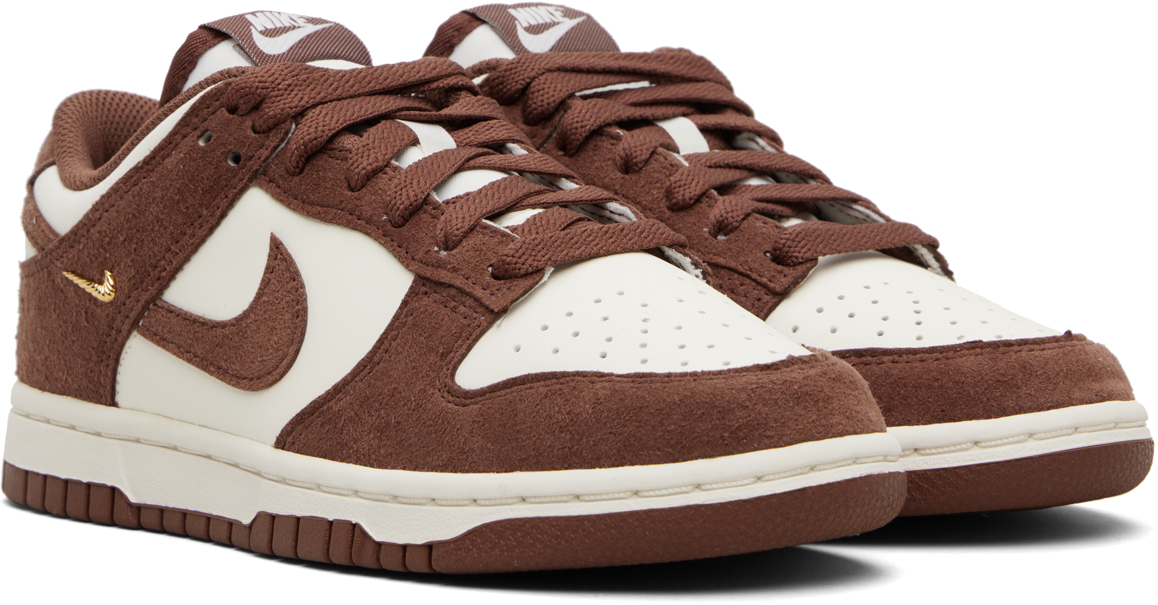 Burgundy & White Dunk Low Sneakers