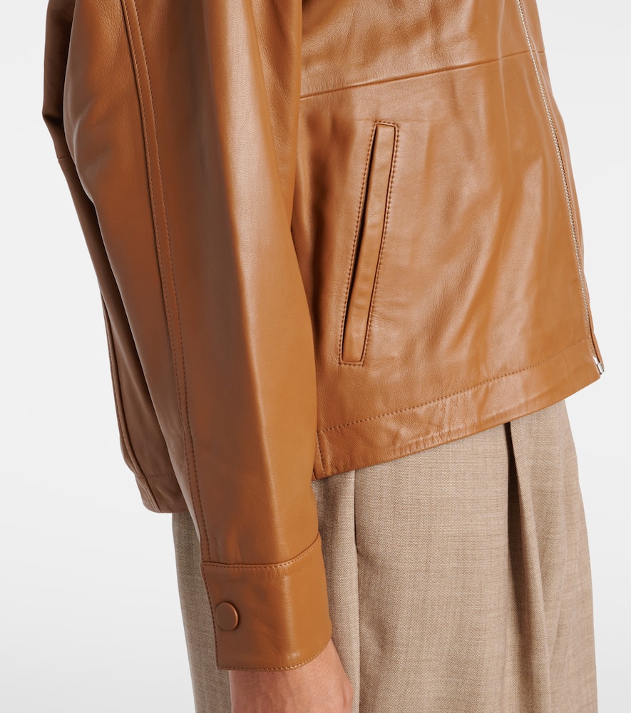Hooded leather jacket