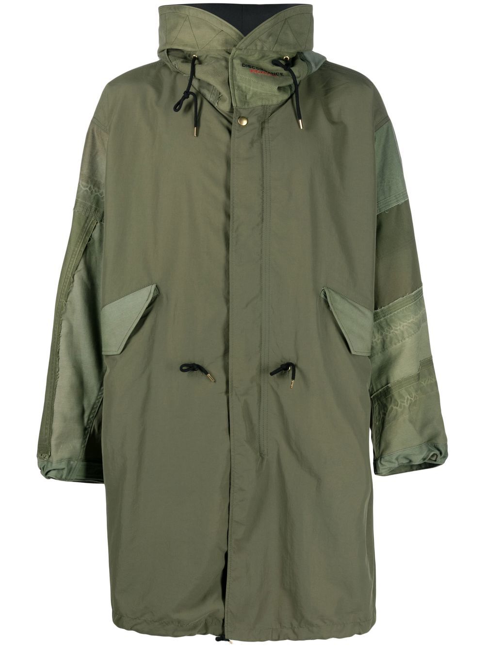 Drawstring-hood parka coat - Green