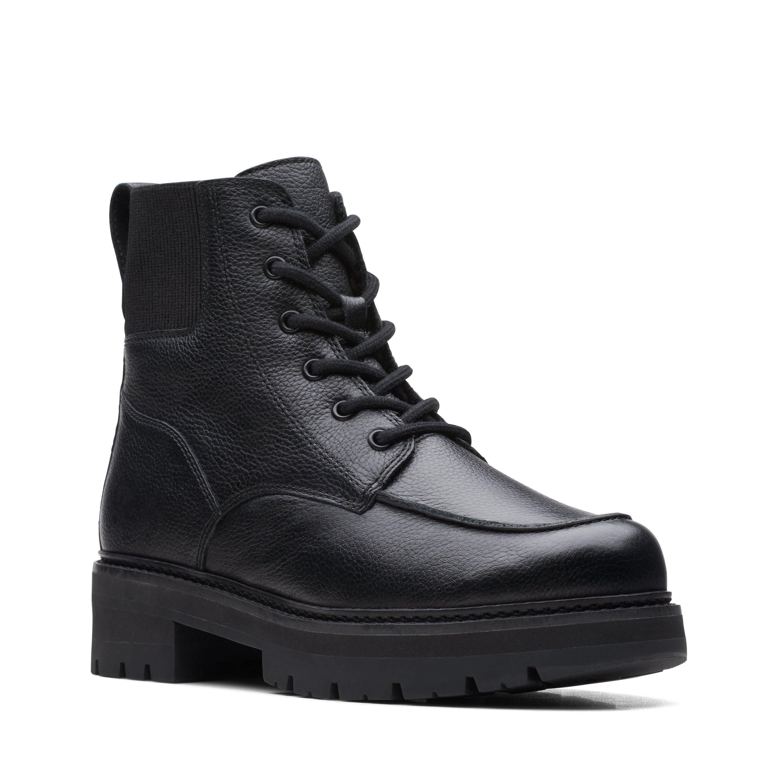 Clarks Women's Orianna Mid Black Warmlined Leather Ankle Boots, Lace Up | : 5.5/Standard Fit