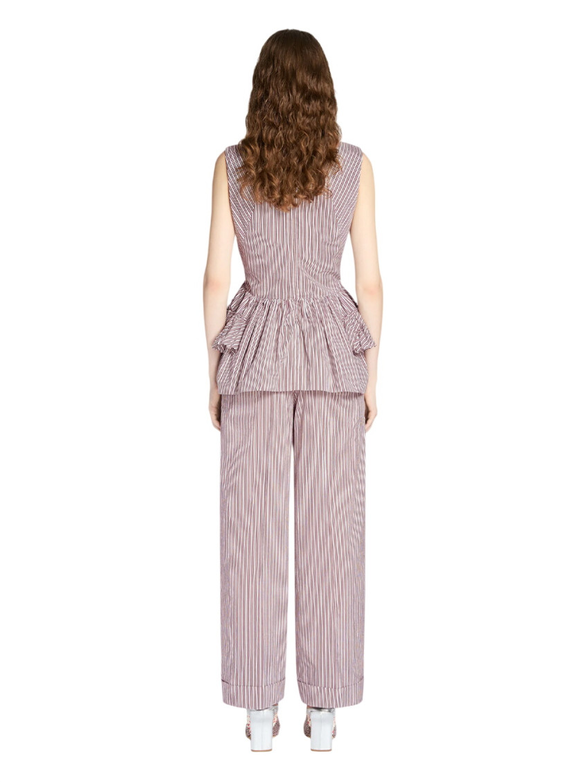 Brown Stripes Boat Neck Top