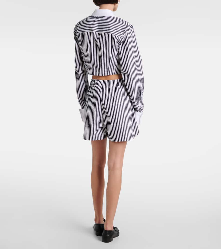 Cropped striped cotton poplin shirt