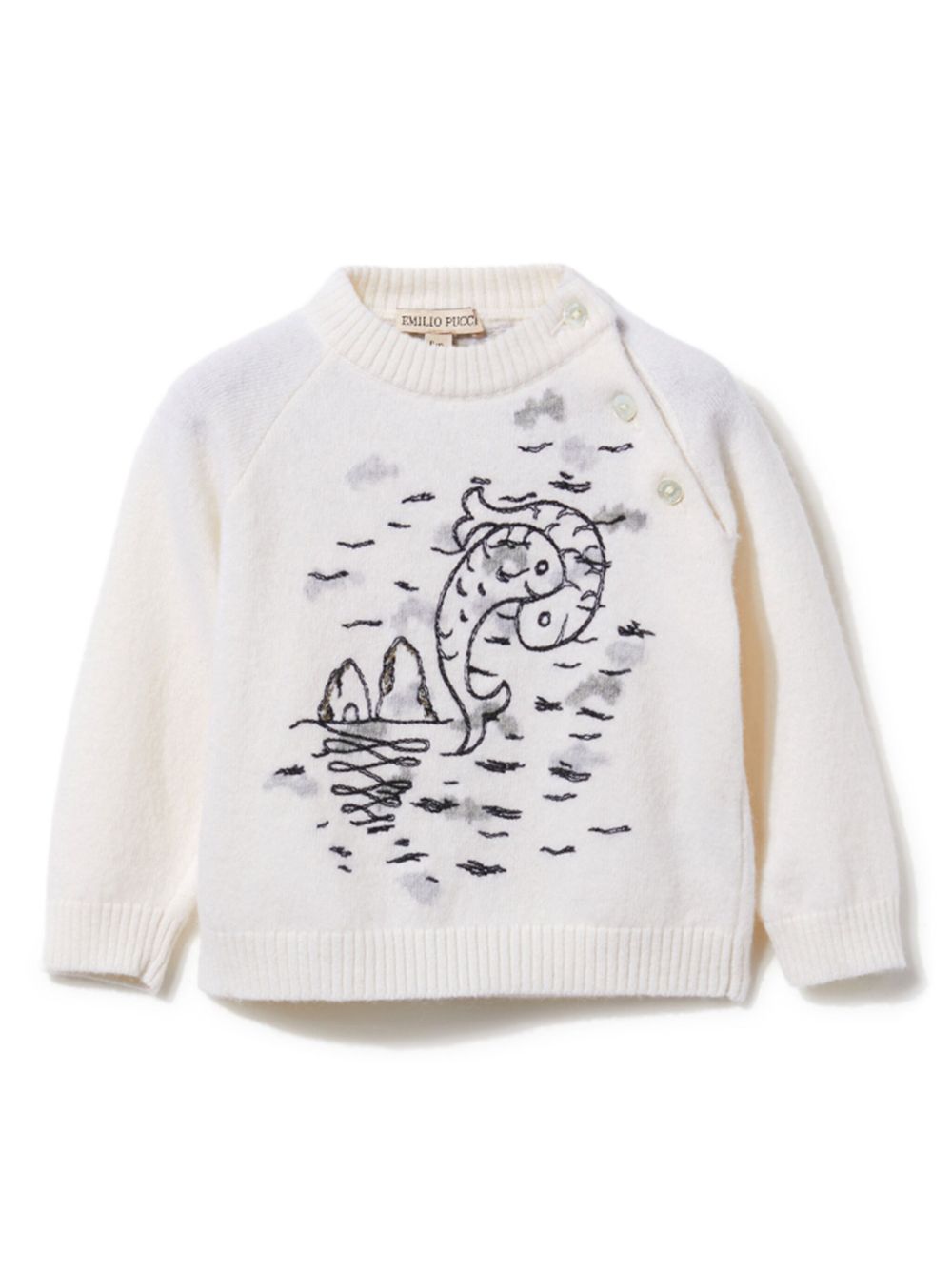 Embroidered wool sweater - White