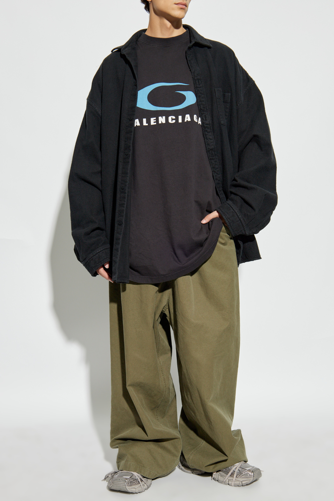 Shirt With Sewn-in T-shirt, Men's, Black