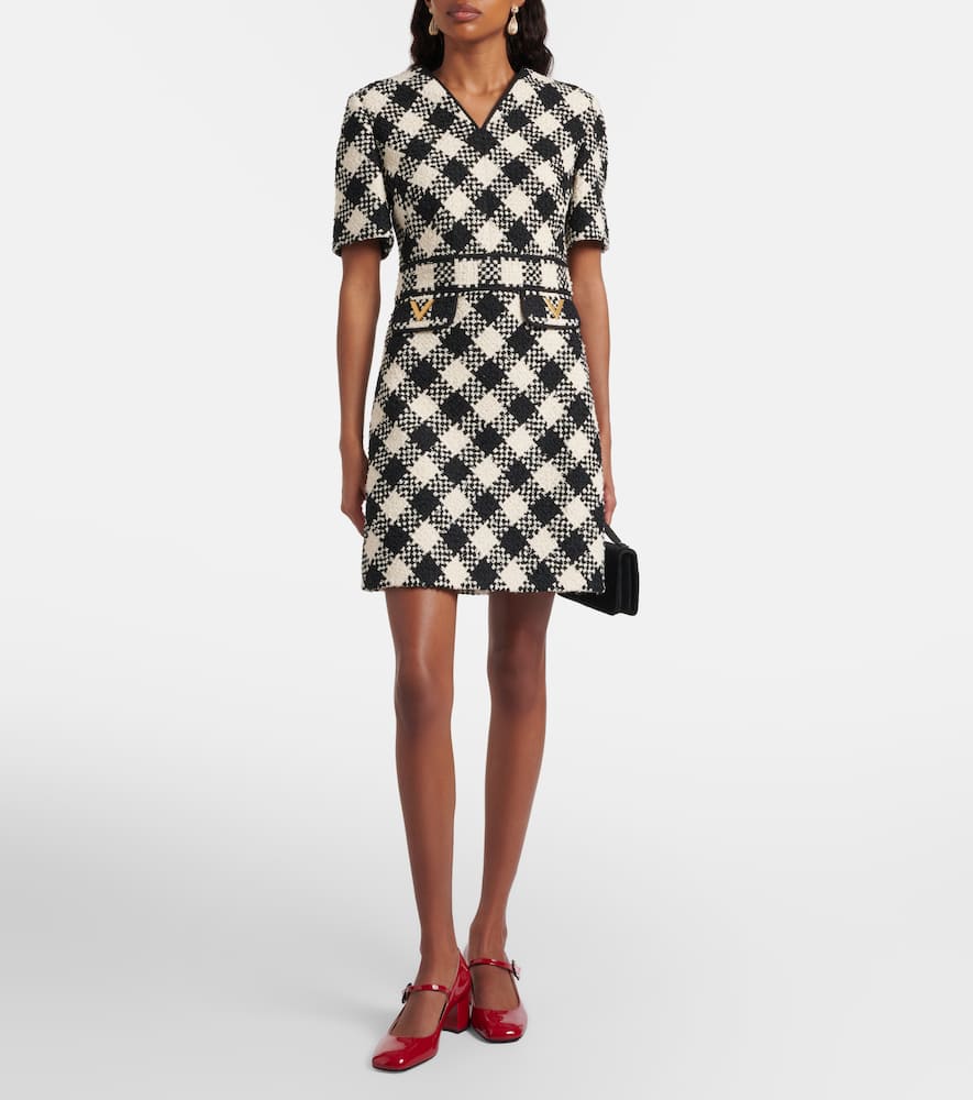 VGold checked tweed minidress