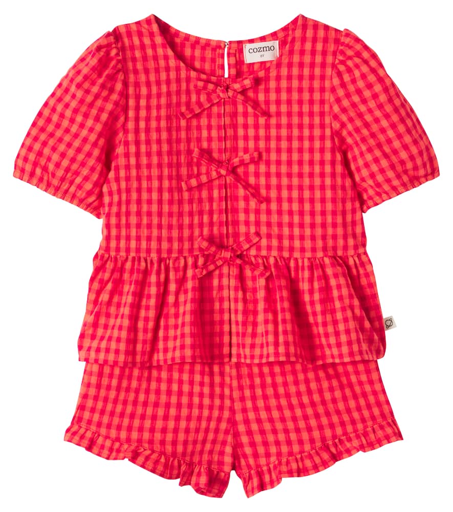 Joy checked cotton top and shorts set