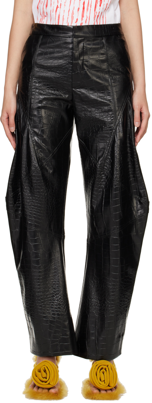 Puppets and Puppets Black Elliot Faux-Leather Trousers