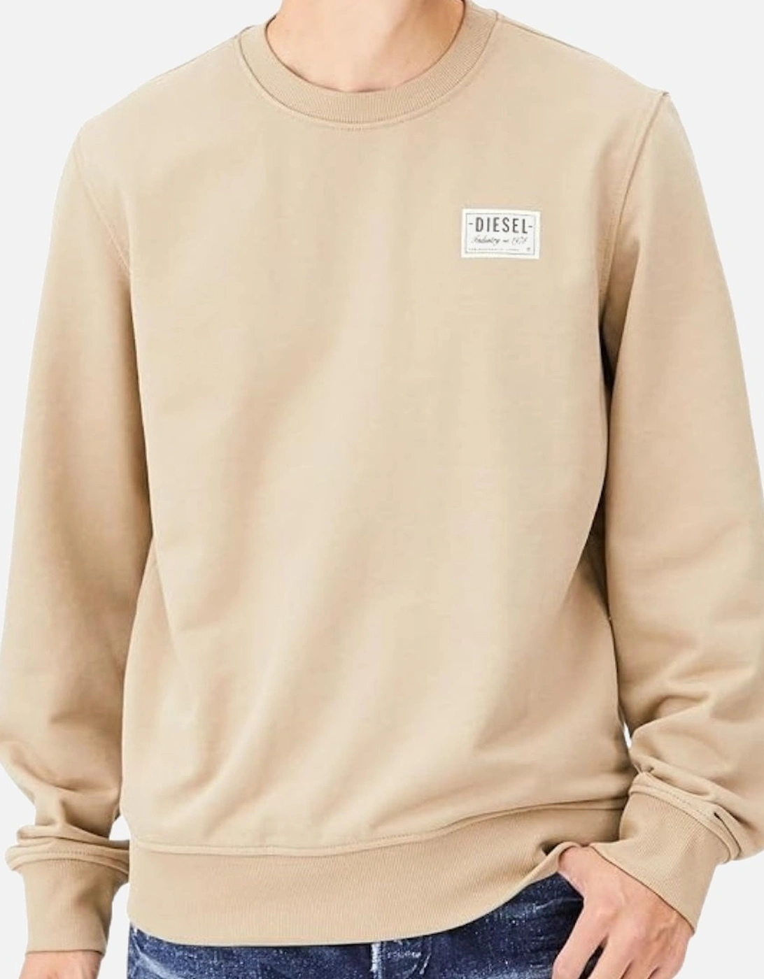 Men's Diesel Small Patch Logo Beige Sweatshirt - Tan - Size: L