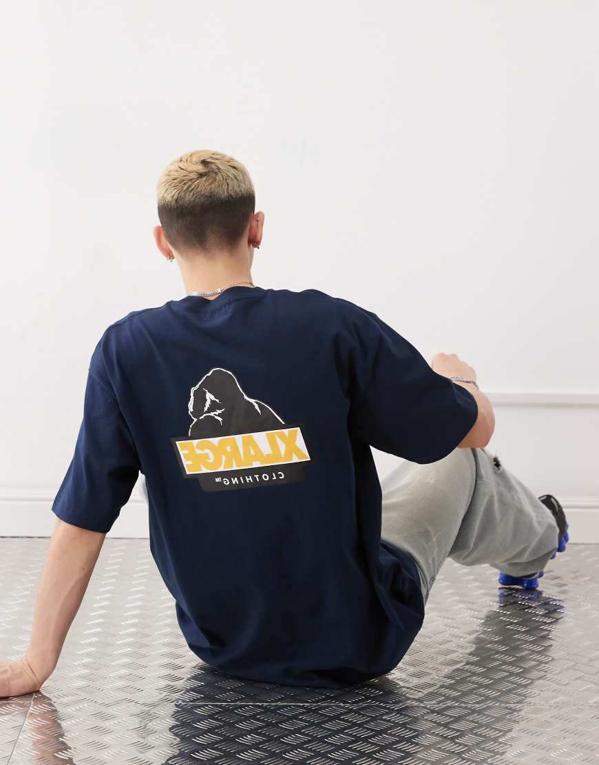 Oversized t-shirt with flipped OG logo back print in navy