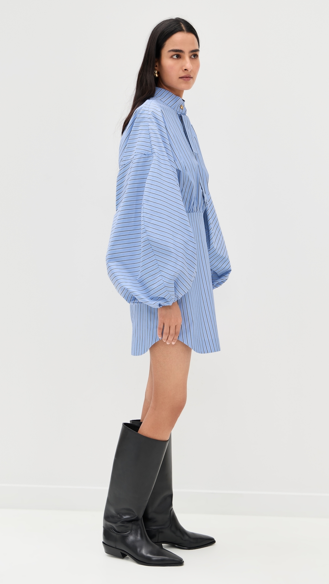 Drawstring Stripe Mini Dress Hydrangea Stripe