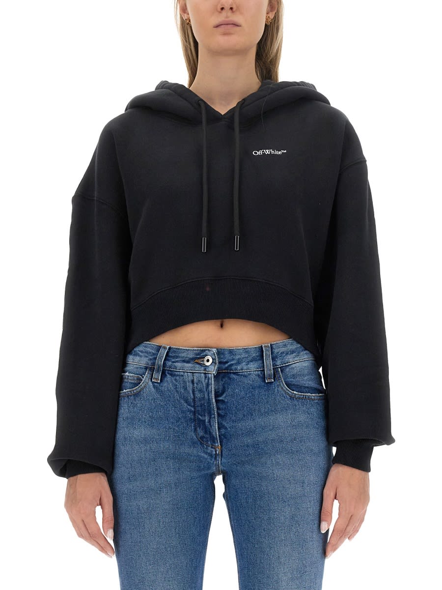Logo-print cropped hoodie - Black