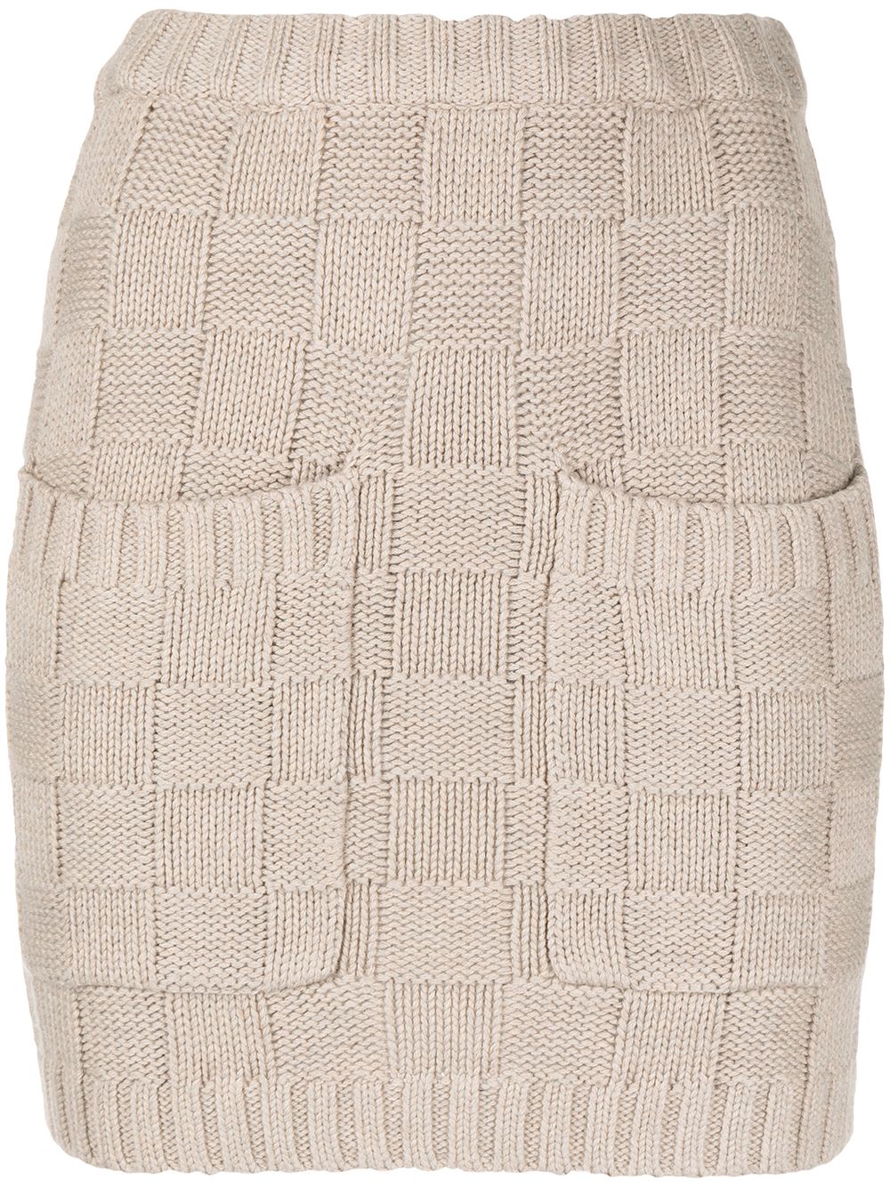 Check-pattern knitted skirt - Brown