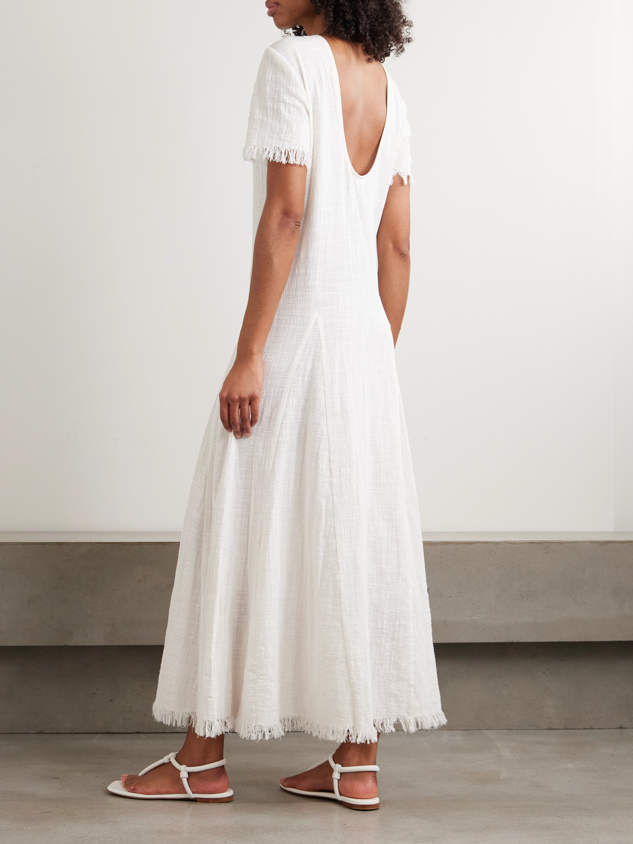Le Havre Fringed Cotton-gauze Midi Dress - Cream