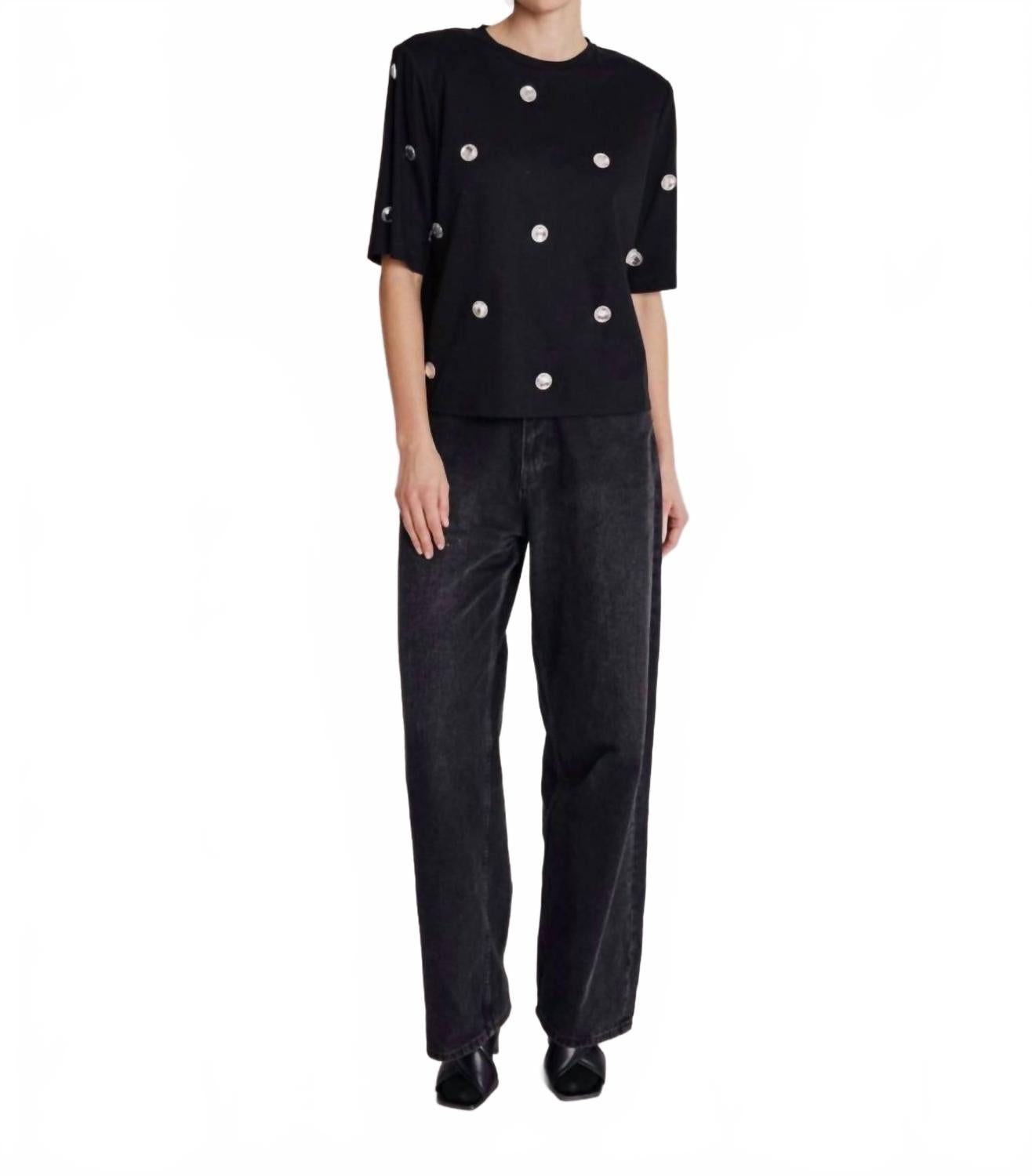 Round Neck T-Shirt With Studs In Black