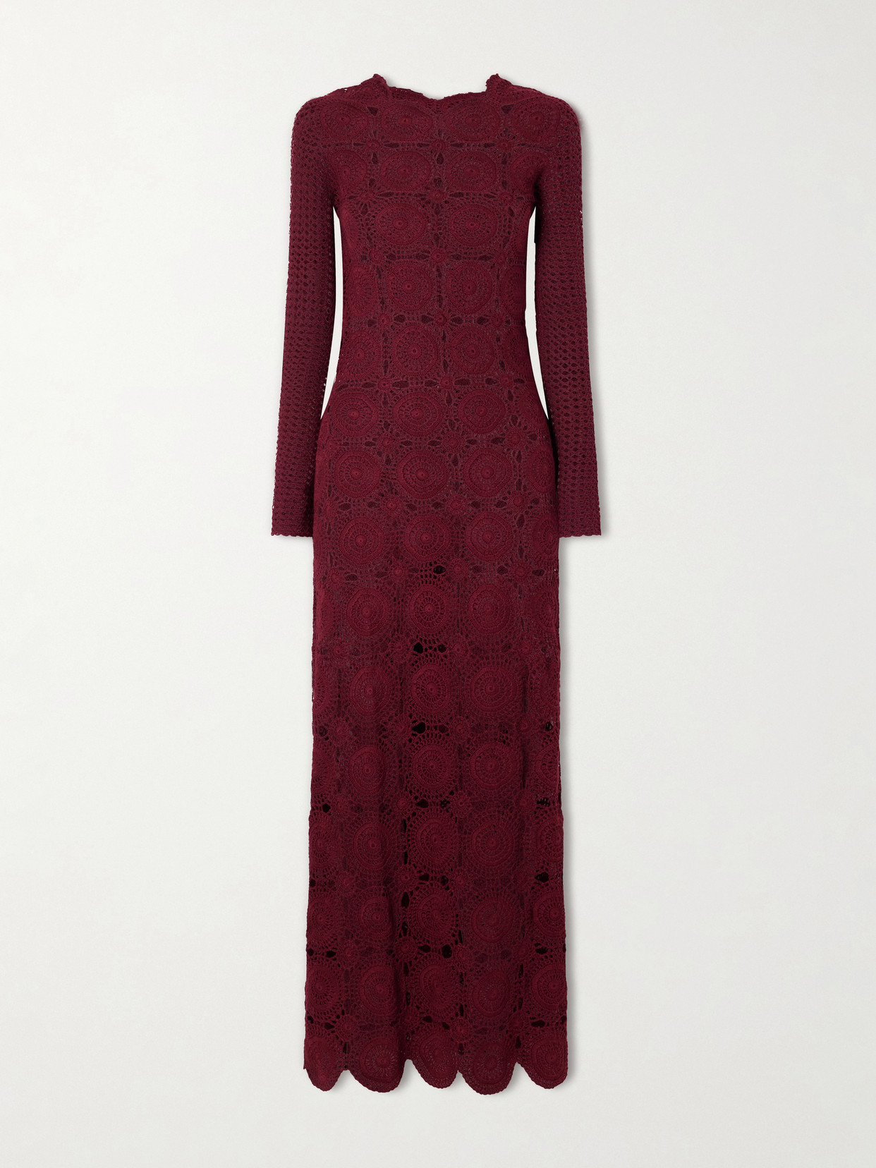 Siula Crocheted Cotton Maxi Dress - Burgundy