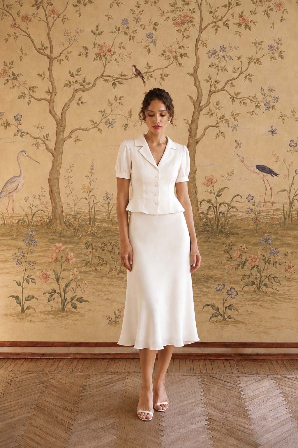 Cream Two Piece Wedding Skirt Set Talia