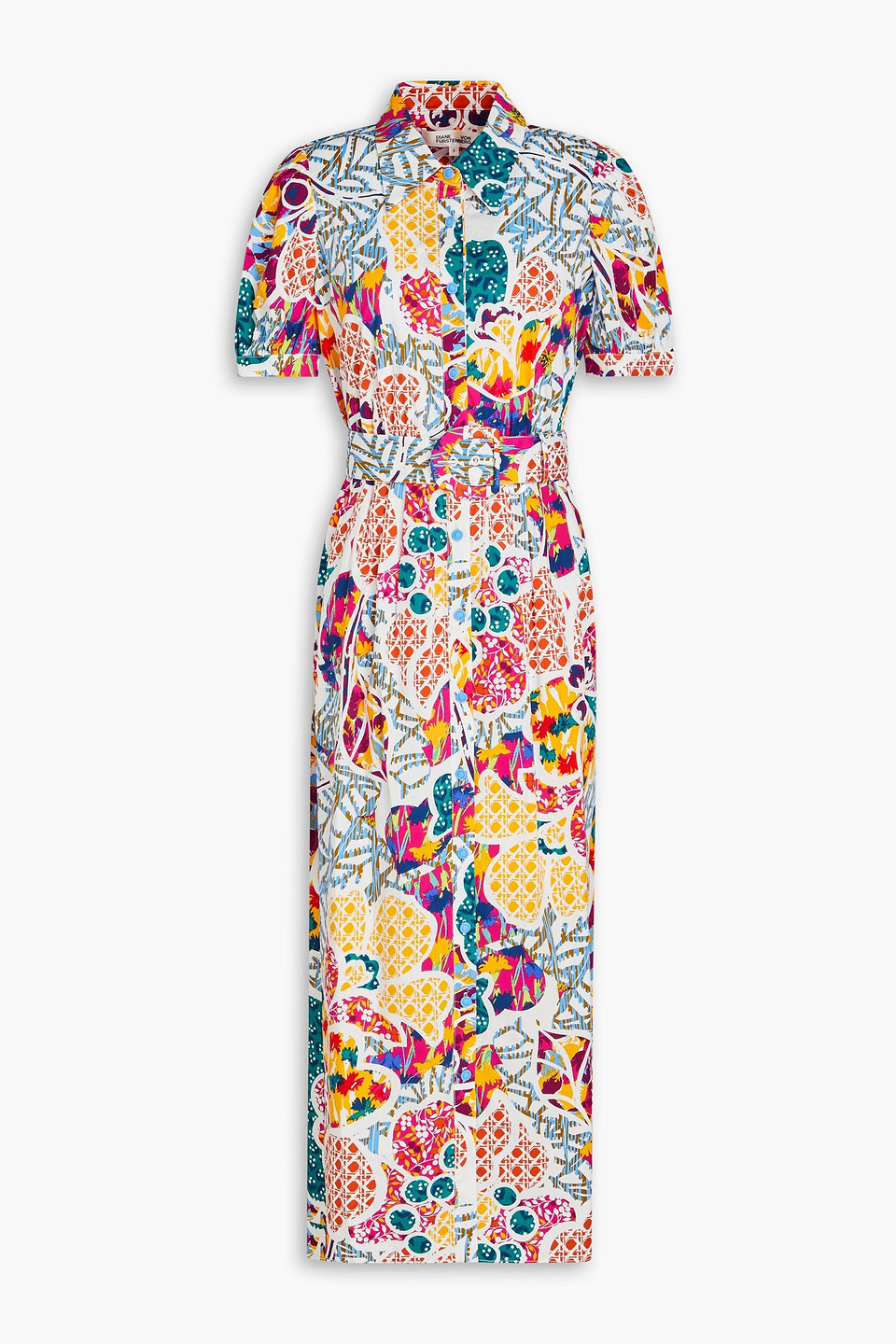 Diane von Furstenberg - Paddy printed cotton-blend poplin midi shirt dress - Multicolor - XS