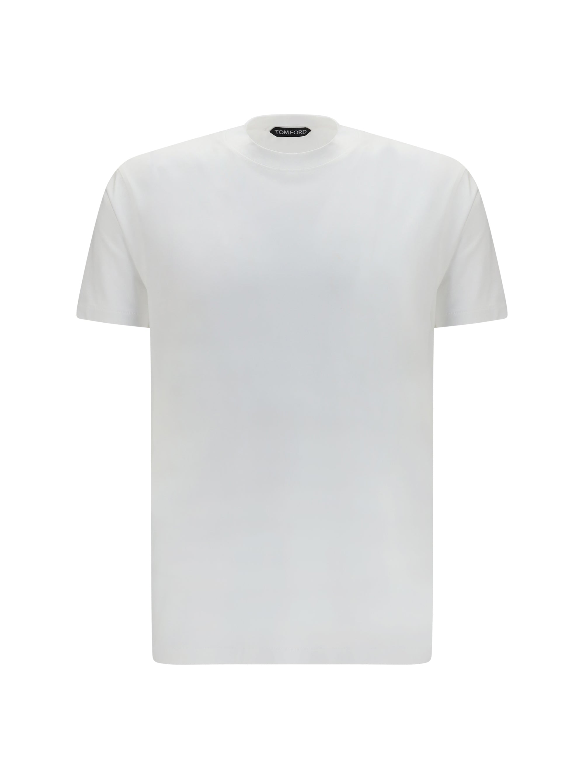 Ribbed Crew Neck Cotton T-Shirt — White