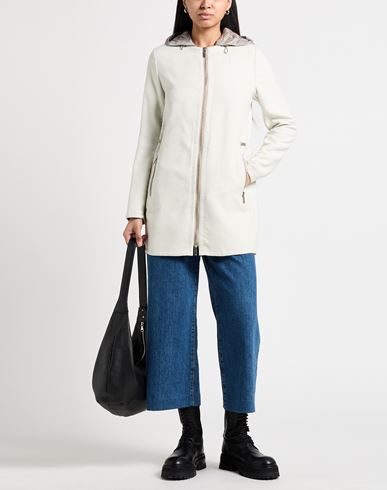 Woman Overcoat & Trench Coat Ivory Size 6 Cotton, Polyethylene, Polyurethane, Polyester