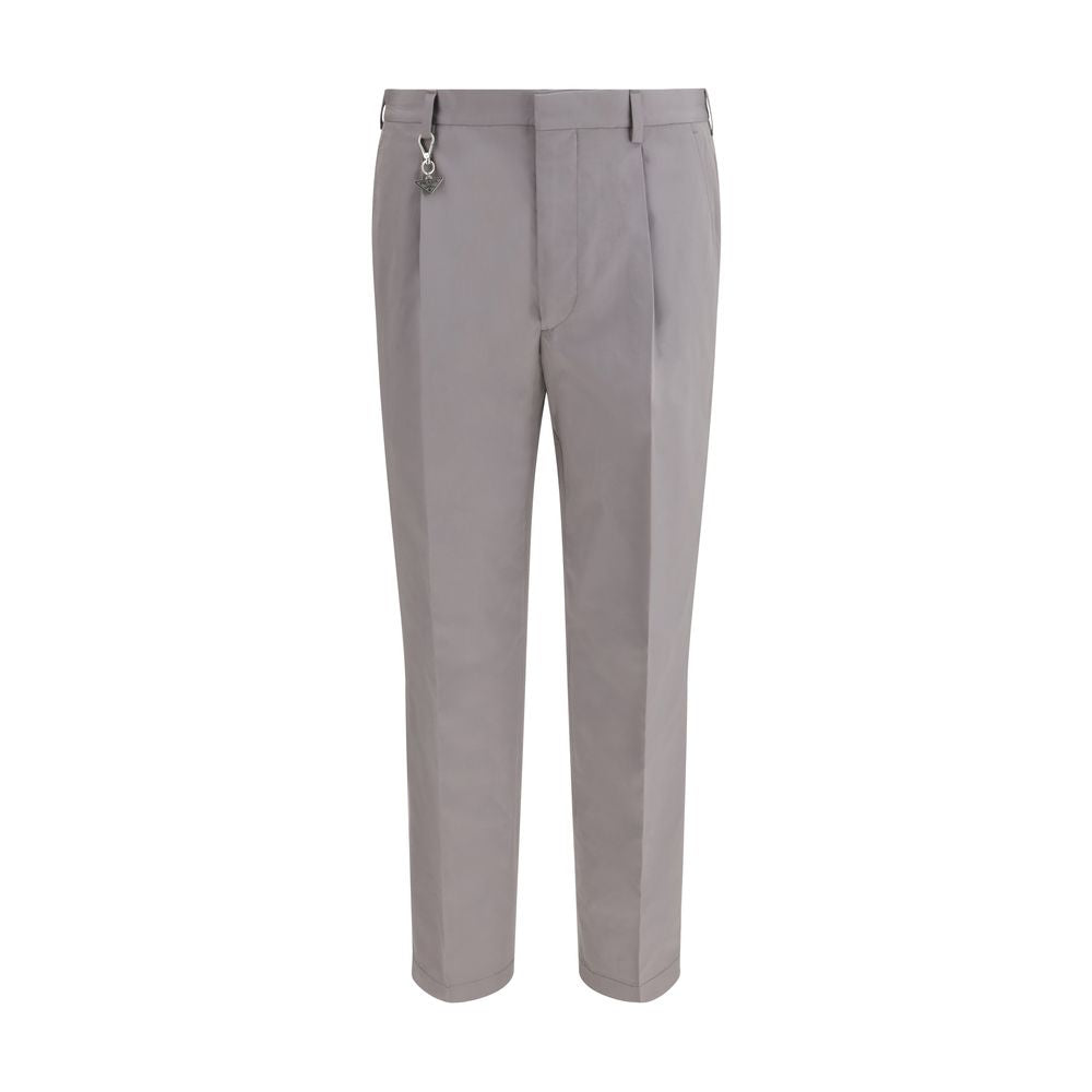 Tailored Cotton Poplin Trousers — Gray