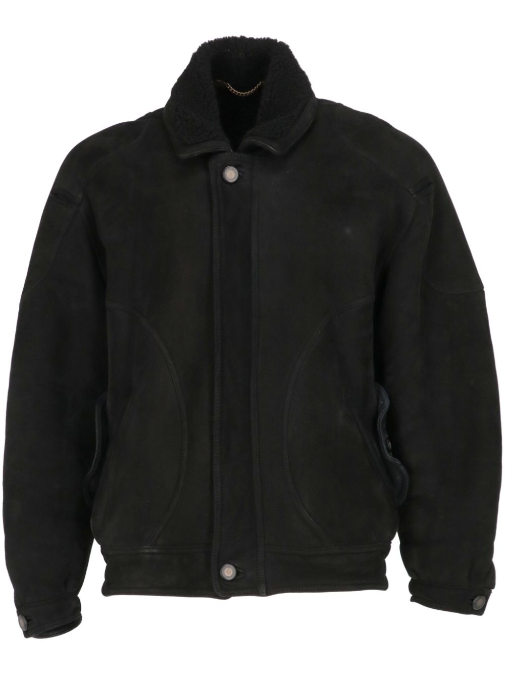 1980s pre-owned suede bomber jacket - Black