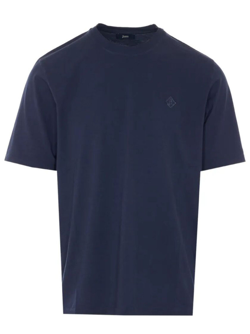 Navy Blue Embroidered Logo T-Shirt